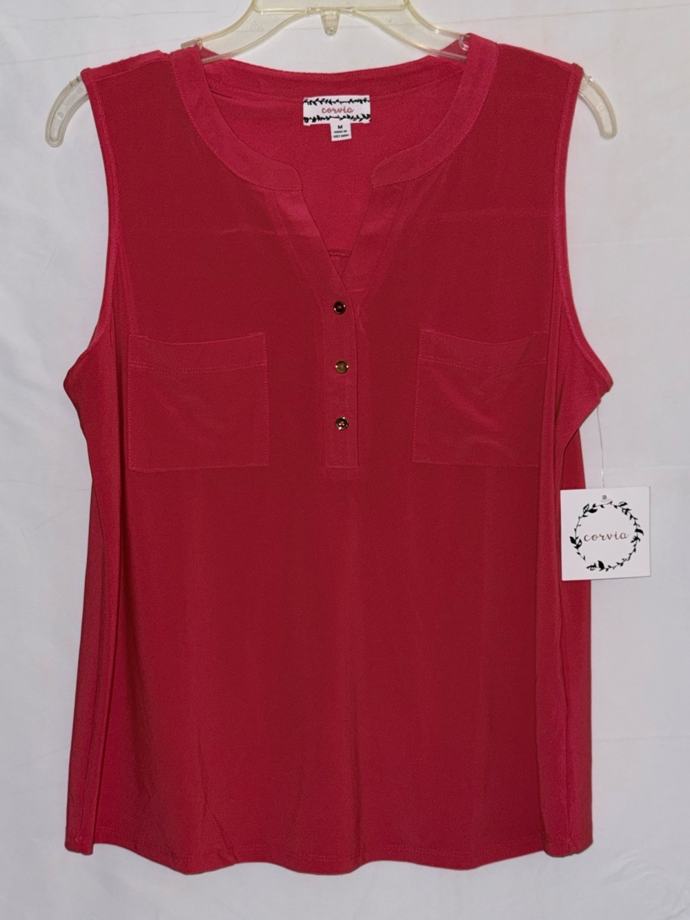 NWT Corvia Red Sleeveless Blouse Size Medium